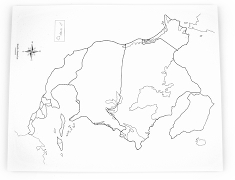 无字北美洲纸地图