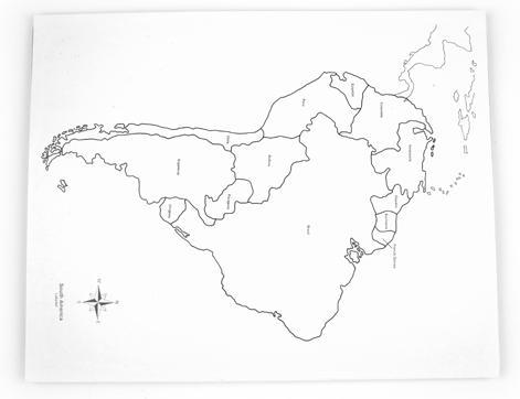 有字南美洲纸地图