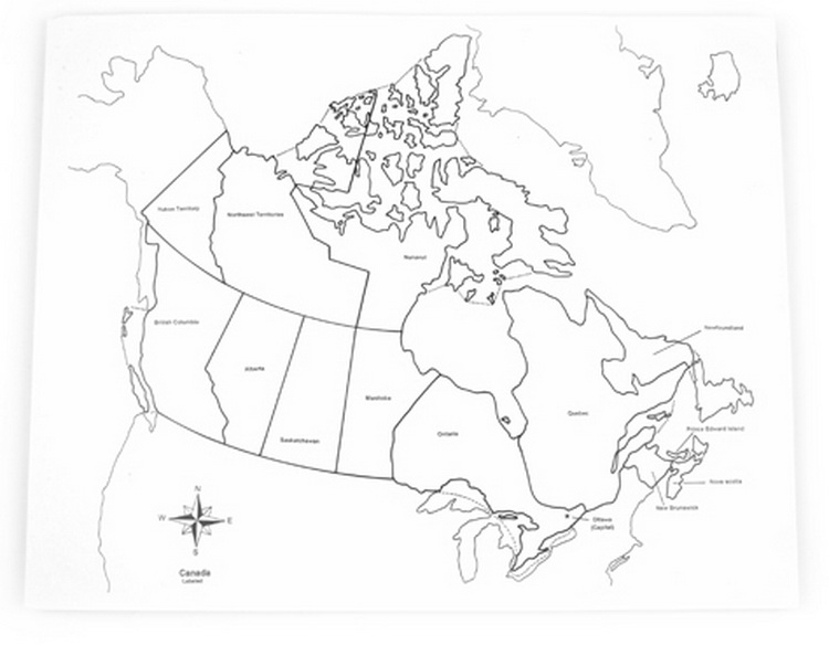 有字加拿大纸地图