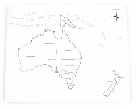 有字澳洲纸地图