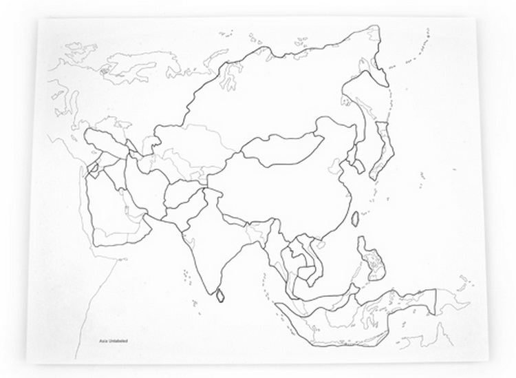 无字亚洲纸地图